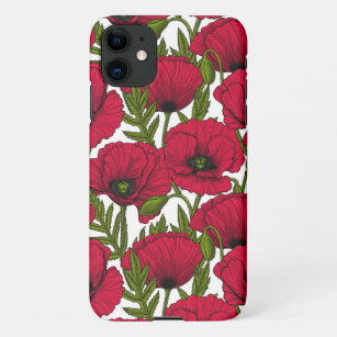 Poppies on Green Clear Case for iPhone® by Cases by Kate