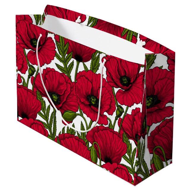 Red Poppy garden 2 Large Gift Bag (Back Angled)