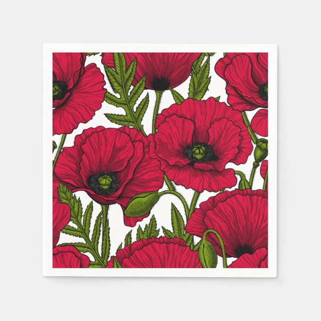 Red Poppy garden 2 Napkins (Front)