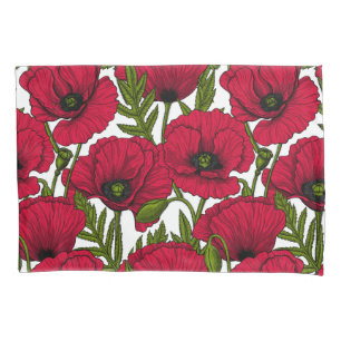 Red Poppy garden 2 Pillow Case