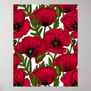 Red Poppy garden 2 Poster