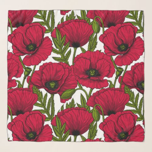 Red Poppy garden 2 Scarf