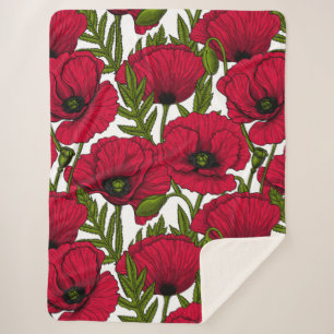 Red Poppy garden 2 Sherpa Blanket
