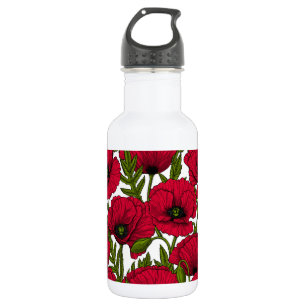Red Poppy garden 2 Stainless Steel Water Bottle