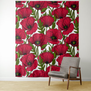 Red Poppy garden 2 Tapestry