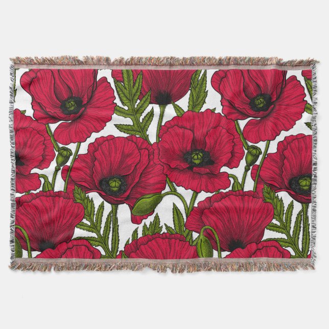 Red Poppy garden 2 Throw Blanket (Front)