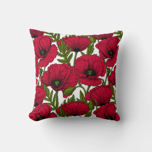 Red Poppy garden 2 Throw Pillow