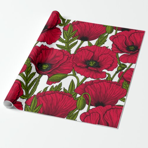 Red Poppy garden 2 Wrapping Paper