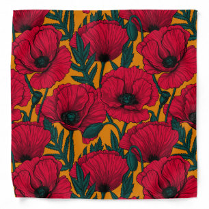 Red poppy garden bandana