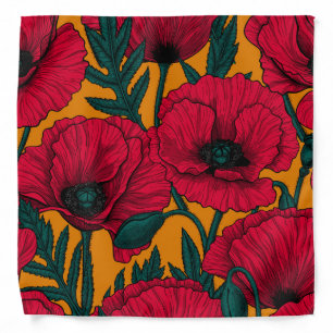 Red poppy garden bandana