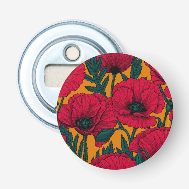 Red poppy garden bottle opener (Front)
