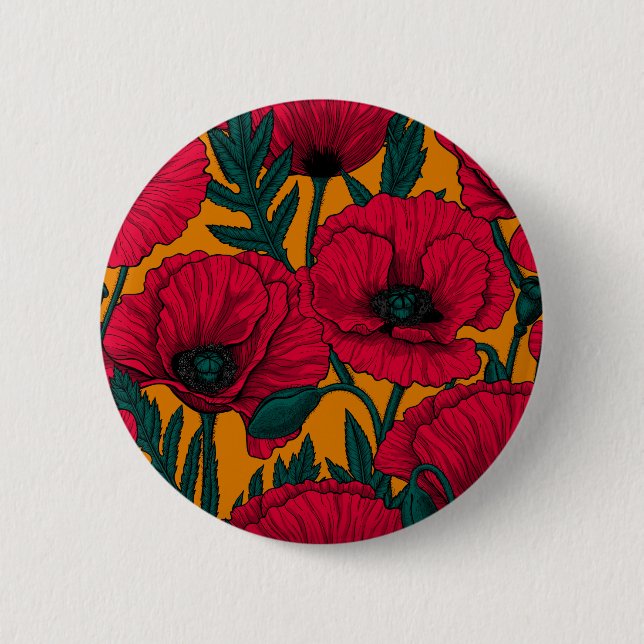 Red poppy garden button (Front)