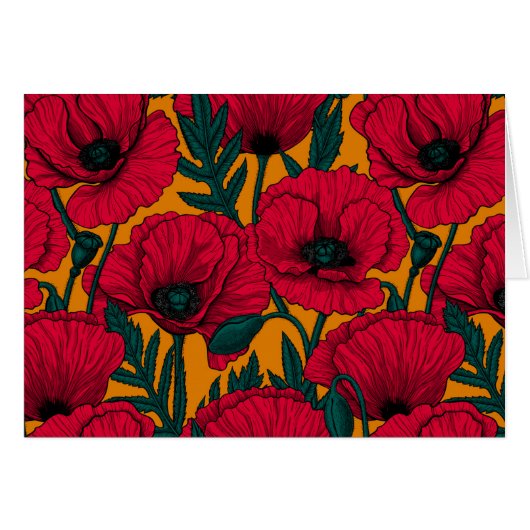 Red poppy garden cards (Front Horizontal)