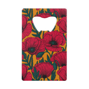 Red poppy garden credit card bottle opener