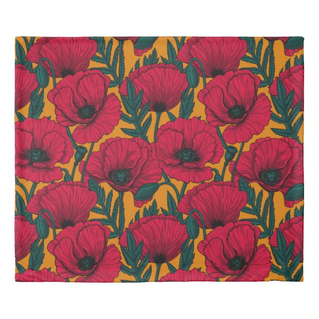 Red poppy garden duvet cover (Front)