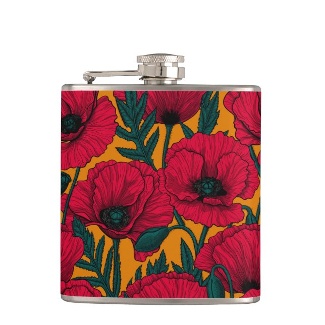 Red poppy garden flask (Front)