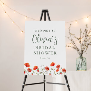 Red Poppy Garden Floral Bridal Shower Welcome Foam Board