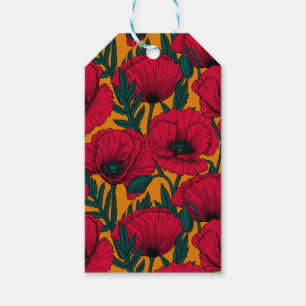 Red poppy garden gift tags