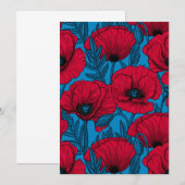 Red poppy garden on blue (Front/Back)