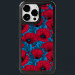 Red poppy garden on blue OtterBox iPhone 14 pro max case<br><div class="desc">Vector pattern made of hand-drawn poppies.</div>