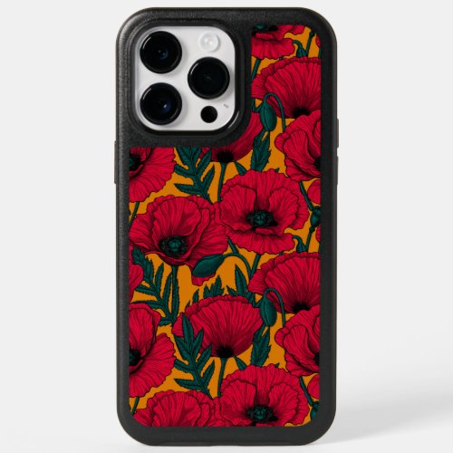 Red poppy garden OtterBox iPhone 14 pro max case
