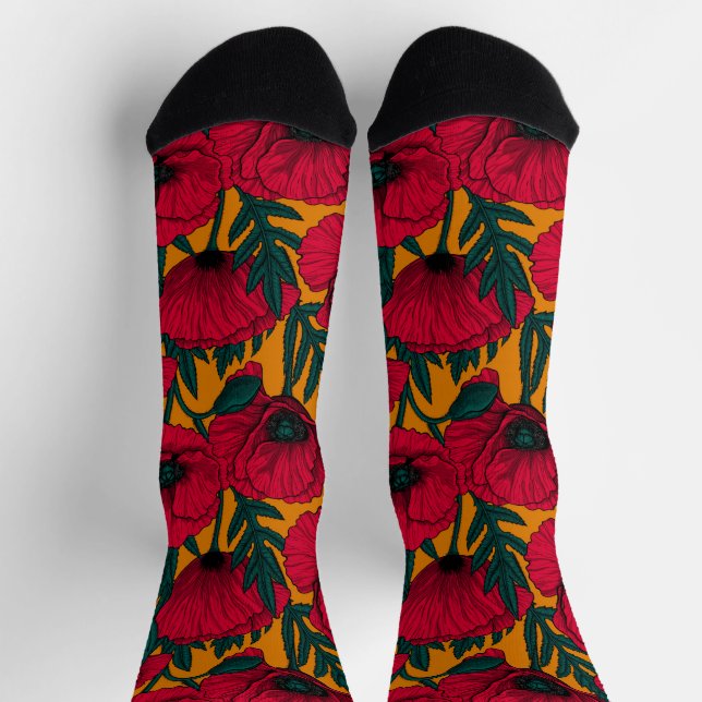 Red poppy garden socks (Top)
