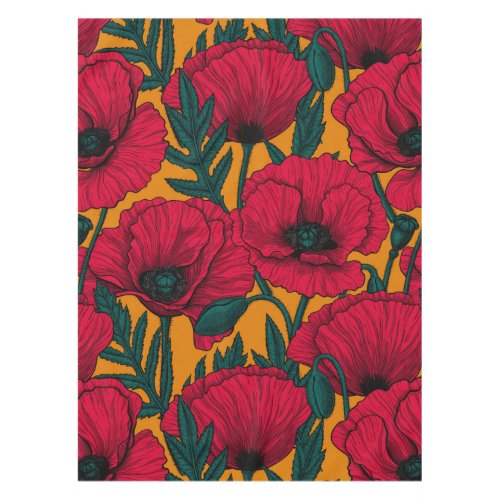 Red poppy garden tablecloth