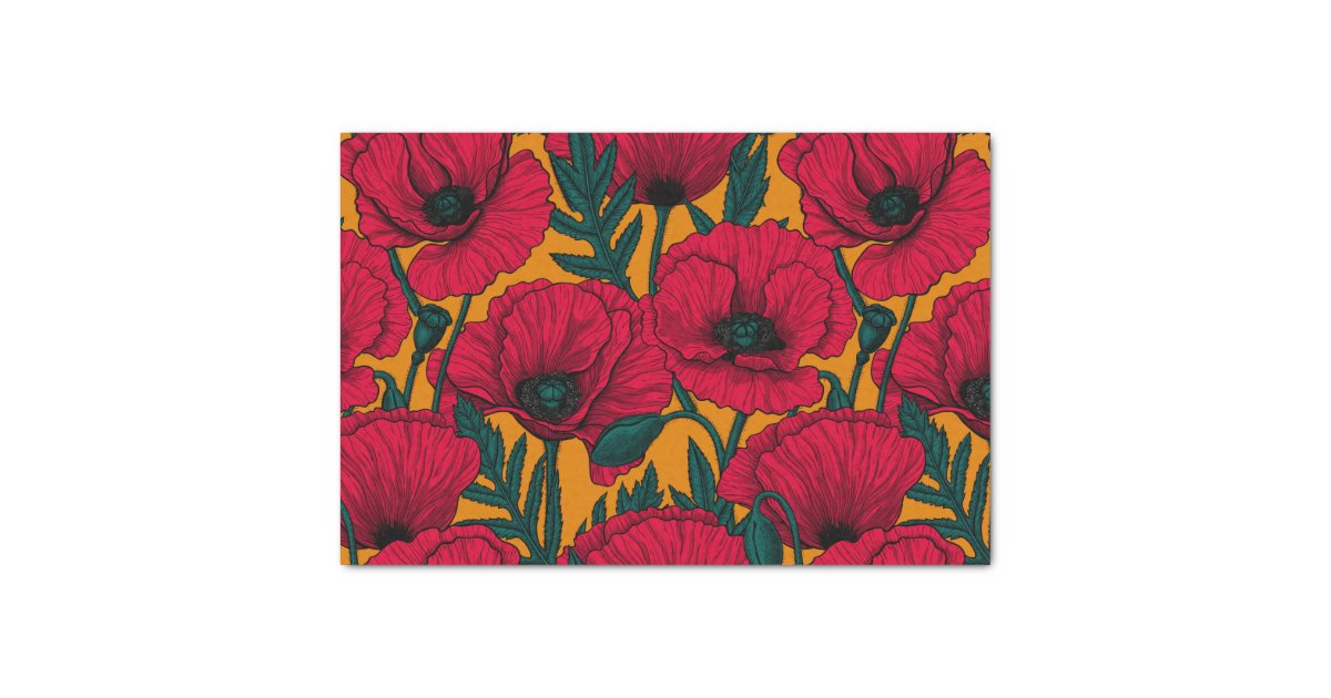 Red poppy wrapping paper, Zazzle