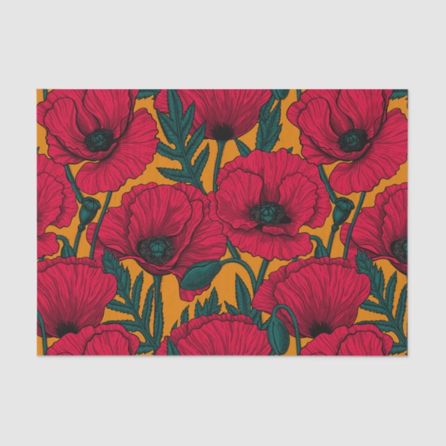 Red poppy garden tissue paper (Front)