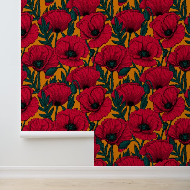 Red poppy garden wallpaper  (Application)