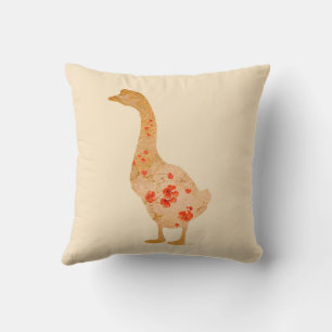 Red Poppy Goose Throw Pillow