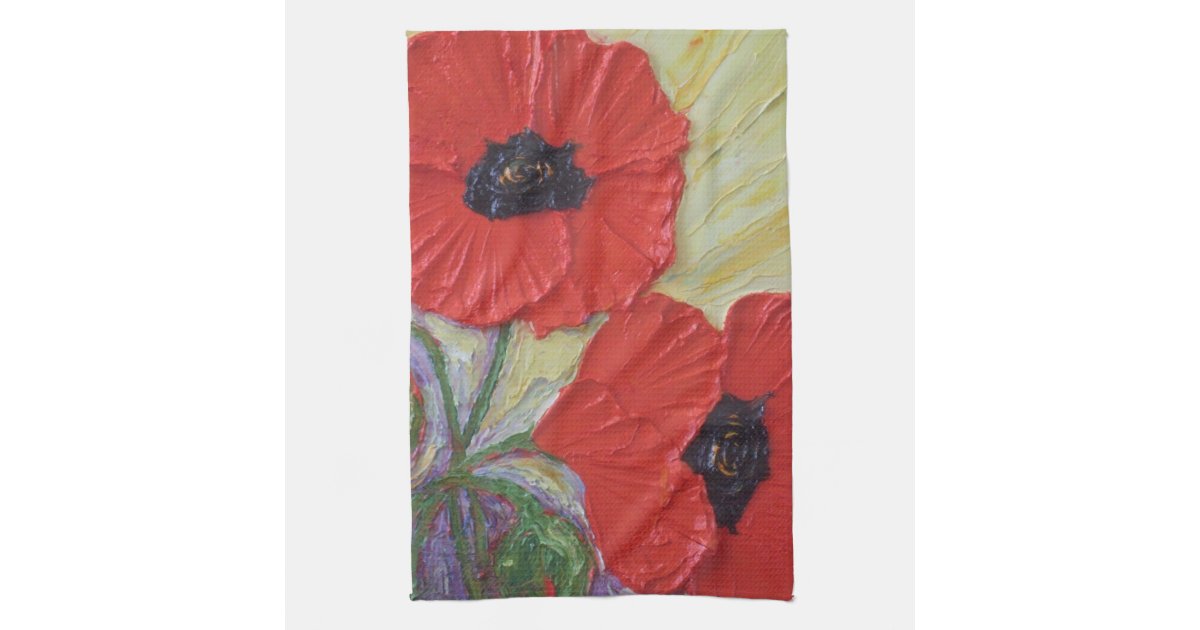 Red Poppy Hand Towel Zazzle
