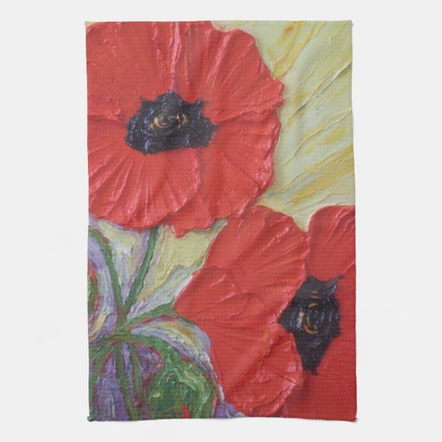 Red Poppy Hand Towel (Vertical)