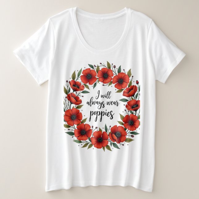 Red poppy honoring veterans  plus size T-Shirt (Design Front)