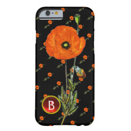 RED POPPY IN BLACK RUBY GEMSTONE  MONOGRAM BARELY THERE iPhone 6 CASE