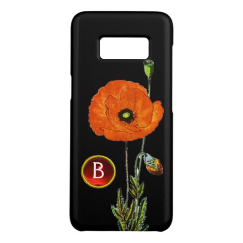 RED POPPY IN BLACK RUBY GEMSTONE MONOGRAM Case_Mate SAMSUNG GALAXY S8 CASE