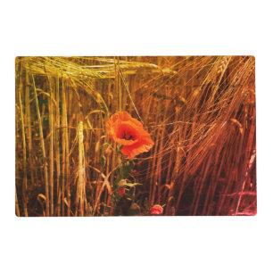 Red Poppy In Golden Wheat Field Thanksgiving Placemat