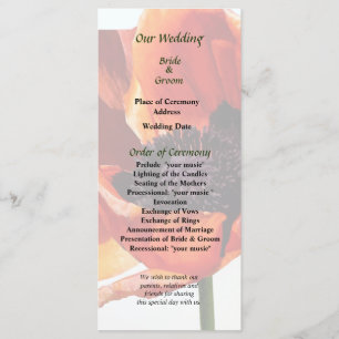 Red Poppy in Sunshine Wedding Program