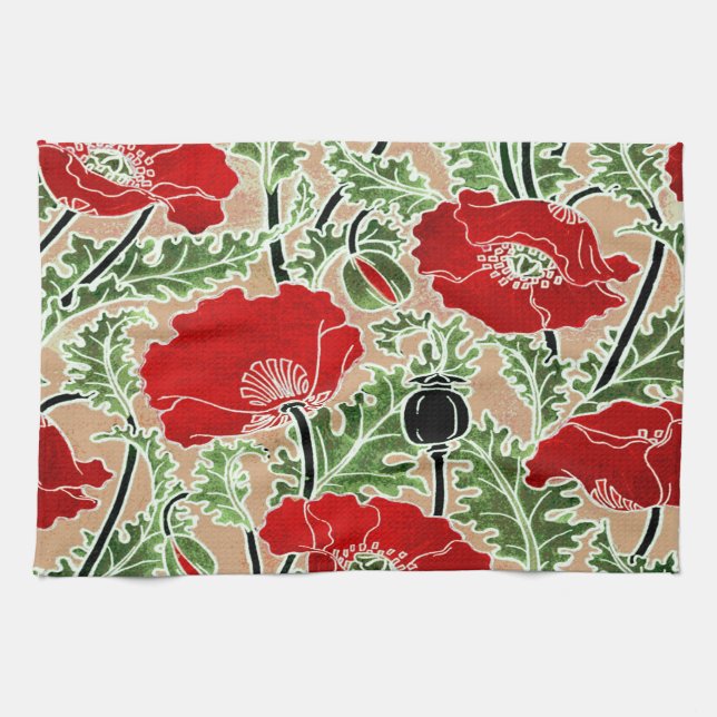 Red Poppy Kitchen Towel (Horizontal)