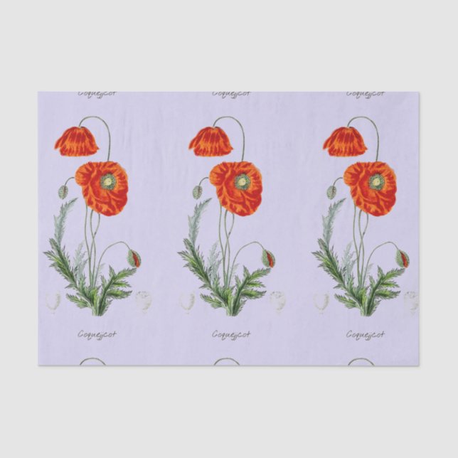 RED POPPY LAVENDER TISSUE PAPER (Front)