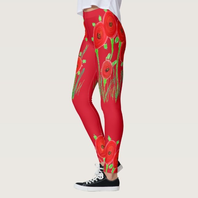 Red Poppy Leggings (Left)