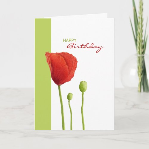 Red Poppy lime Birthday Card