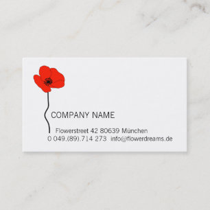 Red Poppy Logo. Modern Floral Business Card