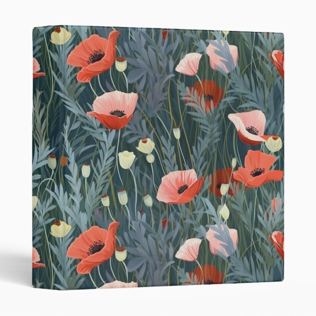 Red Poppy Meadow 3 Ring Binder (Front/Spine)