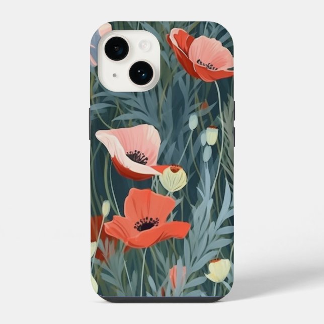 Red Poppy Meadow Iphone Case (Back)