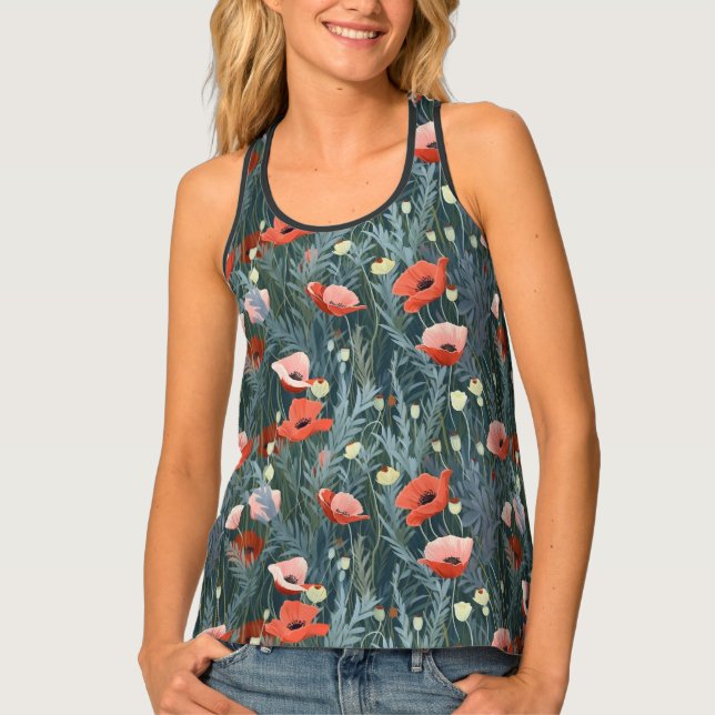 Red Poppy Meadow Tank Top (Front)