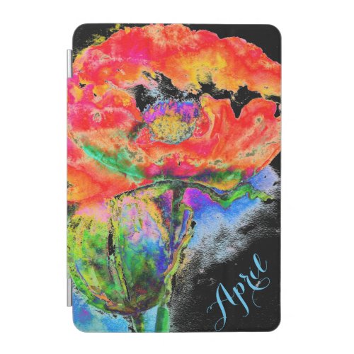 Red Poppy _monogram iPad Mini Cover