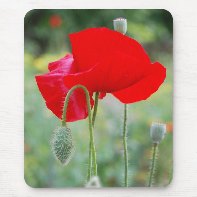 red poppy mouse pad (Front)