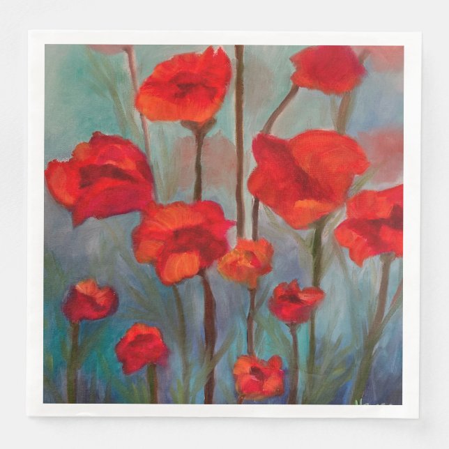 Red Poppy Napkins (Front)