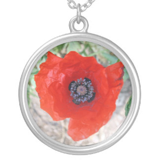 red poppy necklace